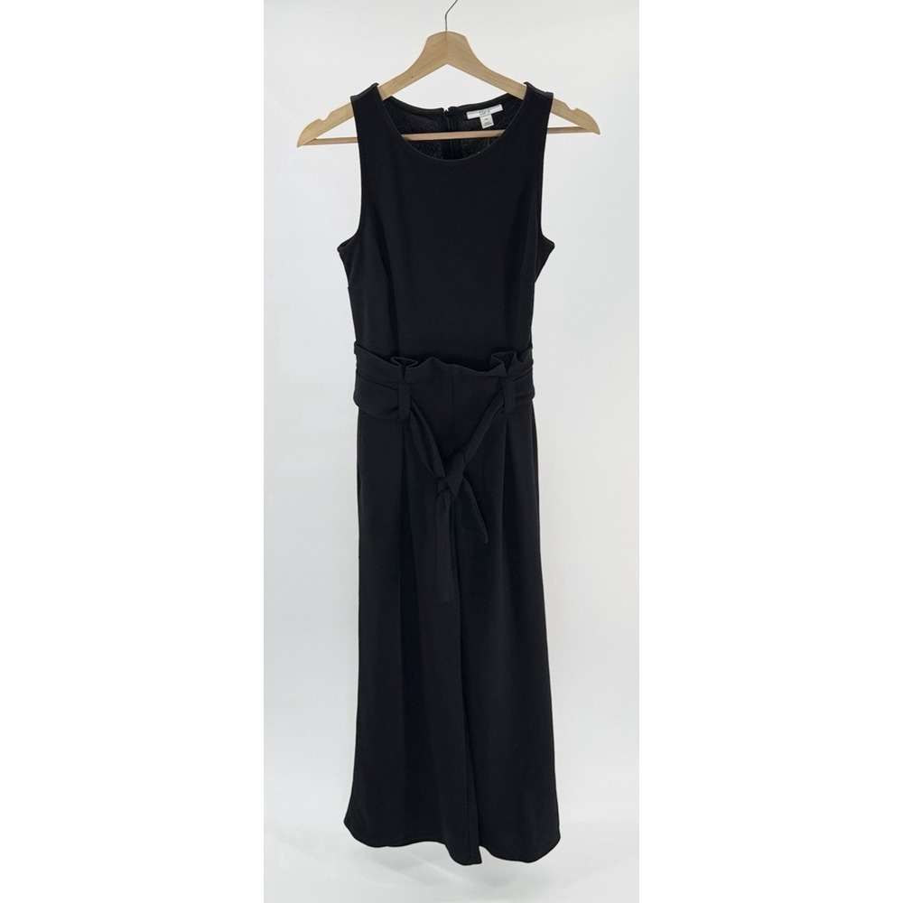 Bar III Women's Sleeveless Crew Neck Front Tie Black Jumpsuit Petite Small PS